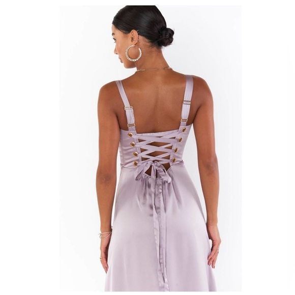 Show Me Your Mumu Clarissa Corset Dress in Dusty Purple Luxe Satin XL - Picture 4 of 6
